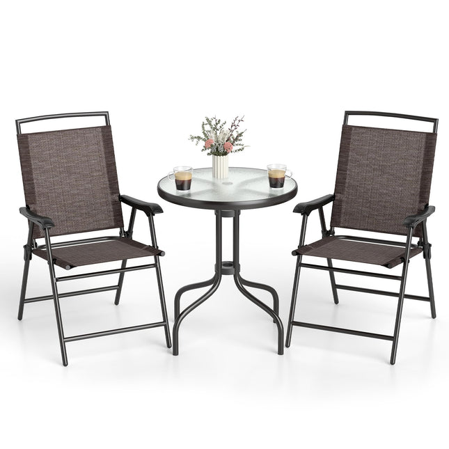 Goplus 3 Pieces Bistro Set with Tempered Glass Table