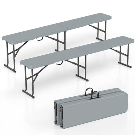 Goplus 6FT Folding Bench Plastic Portable Bench w/Carrying Handle(1/2)