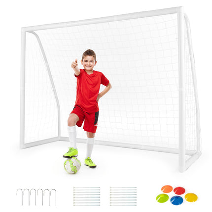 Goplus Soccer Goal, 8'x6' Soccer Net with Strong UPVC Frame, Quick Set-up, High-Strength Netting