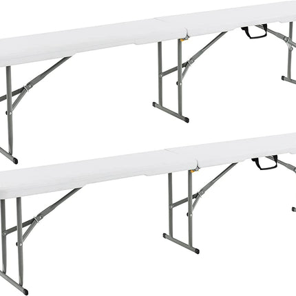 Goplus 6 Feet Plastic Folding Bench, Portable Foldable Bench Seat with 550 lbs Capacity