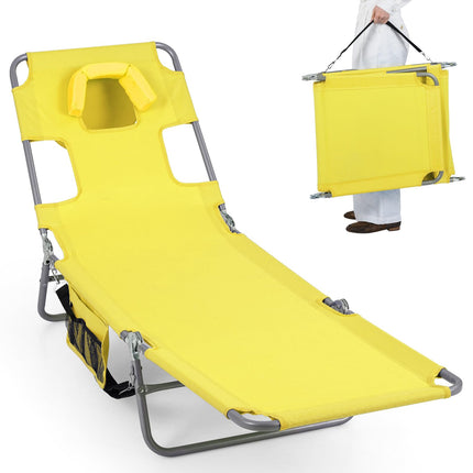 Goplus Tanning Chair Portable Lightweight 10.5LBS Beach Lounger(1/2)