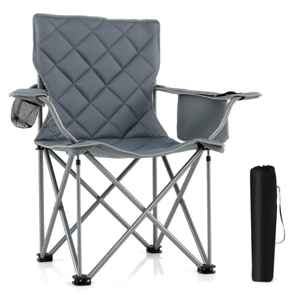 Goplus Heavy Duty Outdoor Folding Chair with Cooler Pouch & Cup Holder