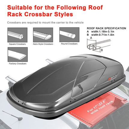 Cargo Box, Waterproof Rooftop Cargo Carrier, Heavy Duty Roof Storage Box