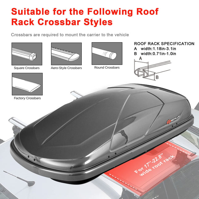 Cargo Box, Waterproof Rooftop Cargo Carrier, Heavy Duty Roof Storage Box