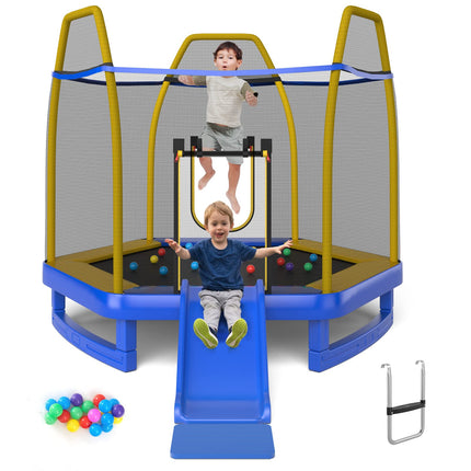Goplus 7 FT Kids Trampoline with Slide, 87" ASTM Approved Recreational Trampoline
