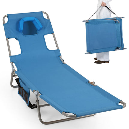 Goplus Tanning Chair Portable Lightweight 10.5LBS Beach Lounger(1/2)
