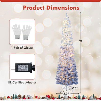 Goplus 6/7 FT Blue Gradient Snow Flocked Christmas Tree