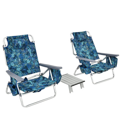 Backpack Beach Chairs, 3 Pcs Portable Camping Chairs with Cool Bag and Cup Holder - GoplusUS