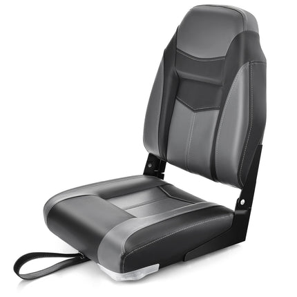 Goplus Low Back Boat Seat, Folding Fishing Seat with Thickened High-density Sponge Padding