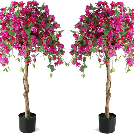 Goplus 4.5FT Bougainvillea Artificial Tree, Fake Potted Plant w/ 312 Flowers