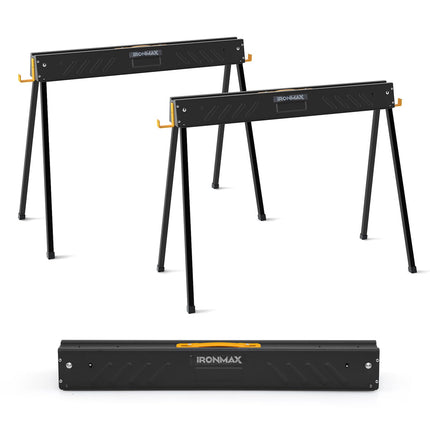 Goplus 2-Pack Folding Saw Horses 2200 LBS Heavy-Duty Metal Saw Horses