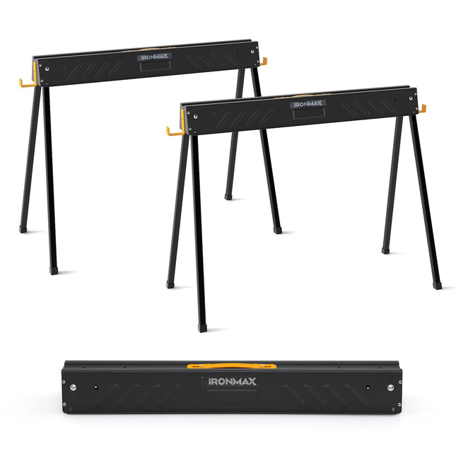 Goplus 2-Pack Folding Saw Horses 2200 LBS Heavy-Duty Metal Saw Horses