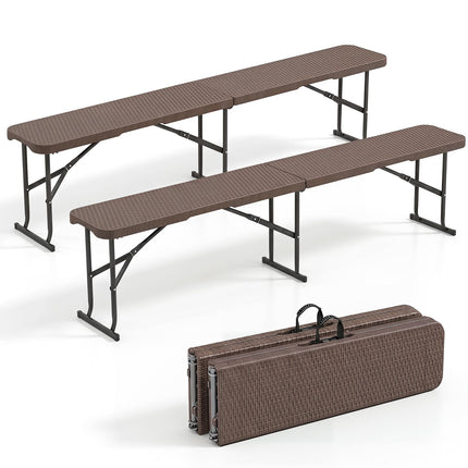 Goplus 6FT Folding Bench Plastic Portable Bench w/Carrying Handle(1/2)