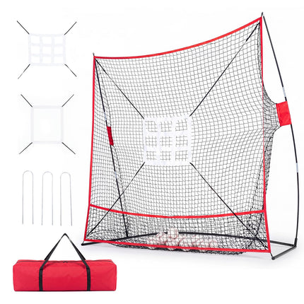 Goplus 7x7.4FT Exatra Large Baseball Practice Net with 2 Strike Zones & Ball Collection Pocket