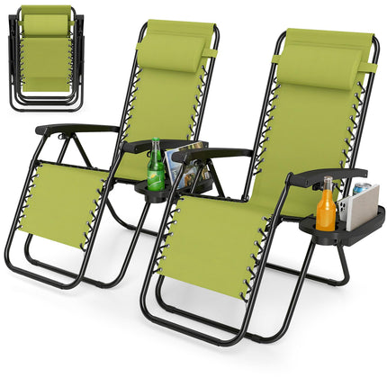 Goplus Zero Gravity Chairs Set of 1/2 Portable Patio Recliners