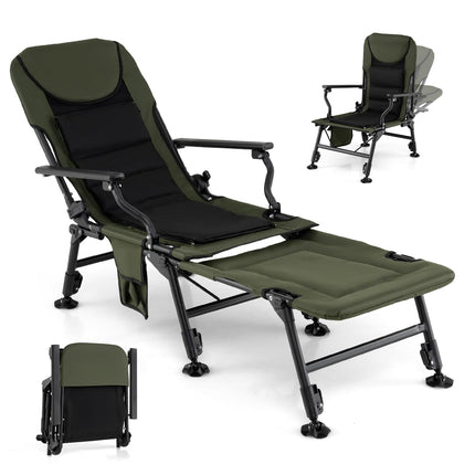 Goplus Oversized Foldable Fishing Chair with Detachable Footrest for Adults