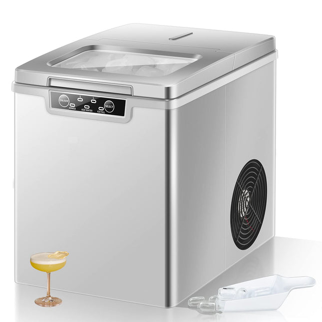 Portable Countertop Ice Maker, 26LBS/24H Mini Ice Cube Machine w/8 Min Processing 9 Cubes