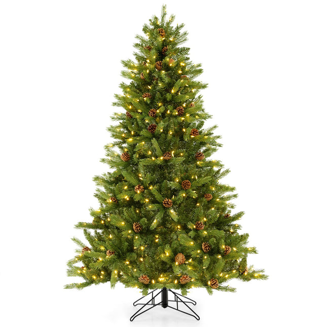 Goplus 6ft 3-Minute-Setup Pre-Lit Artificial Christmas Tree with 360° Quick Power Connector