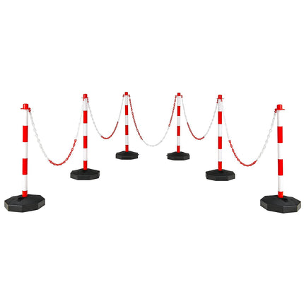 Goplus 6 Pack Delineator Post Cone, Traffic Cones Safety Barrier with Octagonal Fillable Base & 5FT Link Chains - GoplusUS
