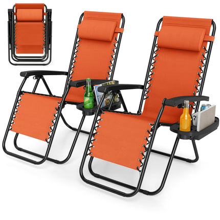 Goplus Zero Gravity Chairs Set of 1/2 Portable Patio Recliners