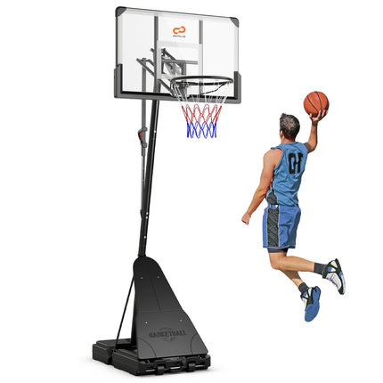 Goplus Basketball Hoop Outdoor, 4.9-10 FT Quickly Height Adjusted Basketball Goal System with 44 Inch PC Backboard