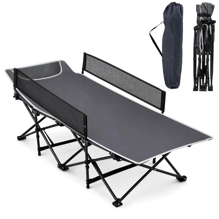 Goplus Foldable Kids Camping Cot | Portable Trave Cot Bed with Guardrail for Outdoor Indoo