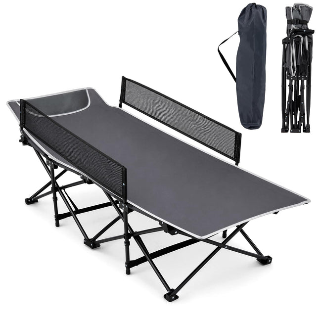Goplus Foldable Kids Camping Cot | Portable Trave Cot Bed with Guardrail for Outdoor Indoo