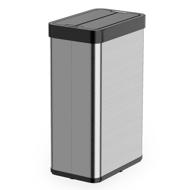 Goplus 16 Gallon Kitchen Sliver Stainless Steel Trash Can with Butterfly Lids