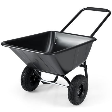 Goplus 2 Wheel Wheelbarrow, 330 LBS Utility Garden Cart with 10” Pneumatic Tires & Handle