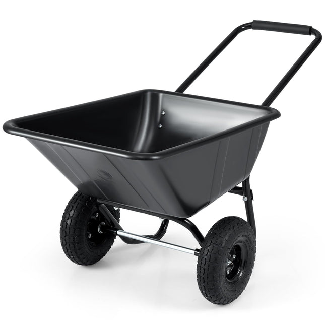 Goplus 2 Wheel Wheelbarrow, 330 LBS Utility Garden Cart with 10” Pneumatic Tires & Handle
