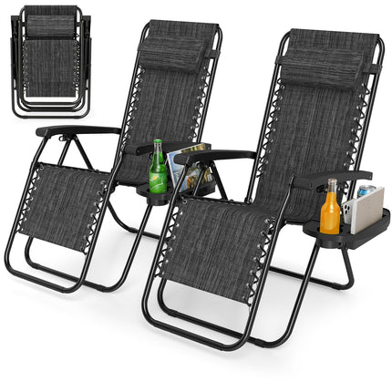 Goplus Zero Gravity Chairs Set of 1/2 Portable Patio Recliners