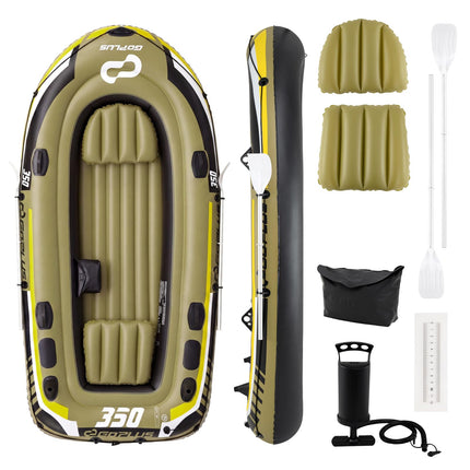 Goplus Inflatable Boat 3/4 Person Heavy-Duty Fishing Raft Set