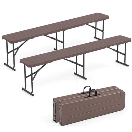 Goplus 6FT Folding Bench Plastic Portable Bench w/Carrying Handle(1/2)