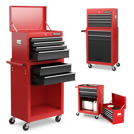 6-Drawer Rolling Tool Chest Removable Tool Storage Cabinet with Sliding Drawers