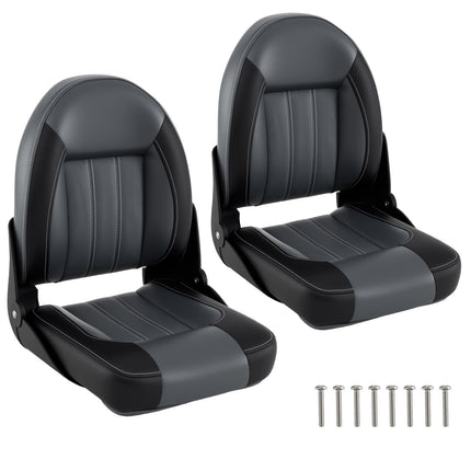Goplus 2 Packs Folding High Back Boat Chairs Waterproof PVC Leather Cabin Seating