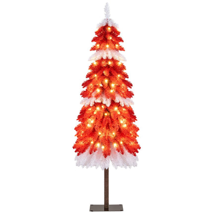 Goplus 5 FT Pre-Lit Artificial Christmas Tree for Entrances, Red & White Candy Cane Xmas Tree