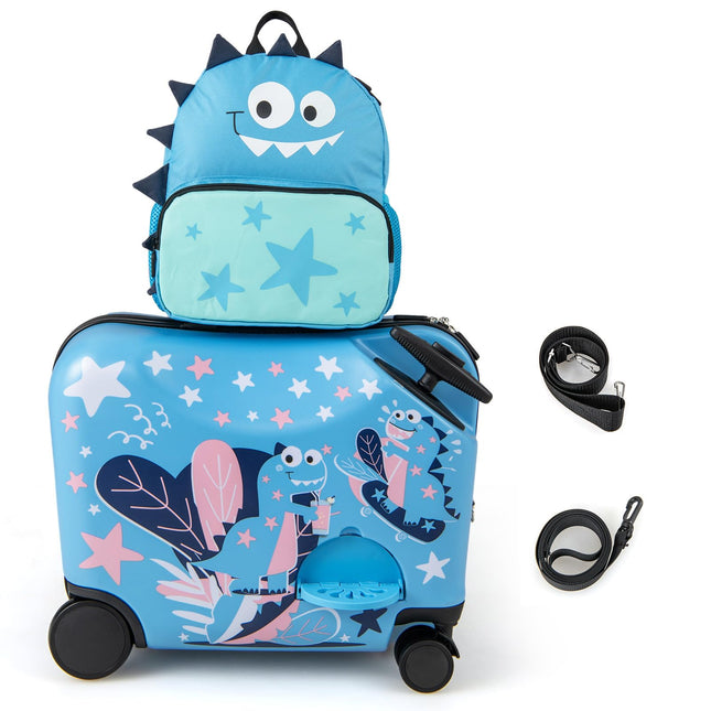 Goplus 2 PCS Kid Luggage Set | 18” Ride on Suitcase & 12” Backpack