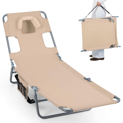 Goplus Tanning Chair Portable Lightweight 10.5LBS Beach Lounger(1/2)