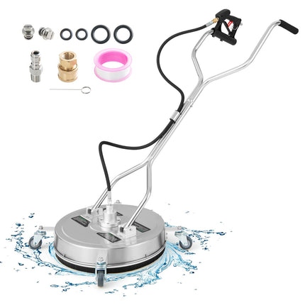 Goplus 20" Pressure Washer Surface Cleaner with 4 Wheels, Dual Handle, Stainless Steel Housing