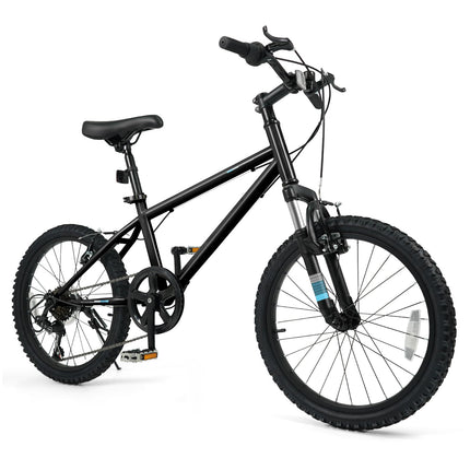Goplus 20/24 Inch Kids Mountain Bike w/ 6-Speed Drivetrain Suspension Fork Dual Brakes