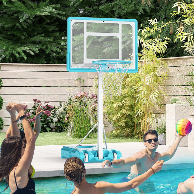 Goplus Poolside 3.1-4.1 FT Adjustable Height Basketball Goal with 32" Shatterproof Backboard