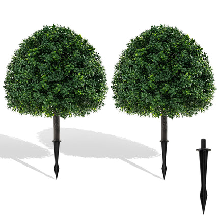 Goplus 28 Inches Artificial Boxwood Topiary Ball Tree Faux Bushes with Ground Spike