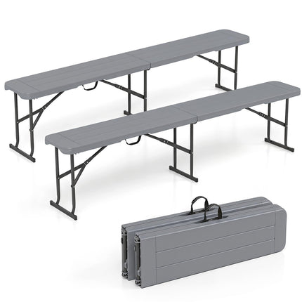Goplus 6FT Folding Bench Plastic Portable Bench w/Carrying Handle(1/2)