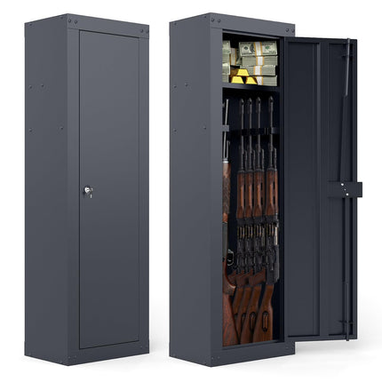 Goplus 8 Rifle Gun Safe, Fireproof Large Gun Cabinet with Storage Shelf