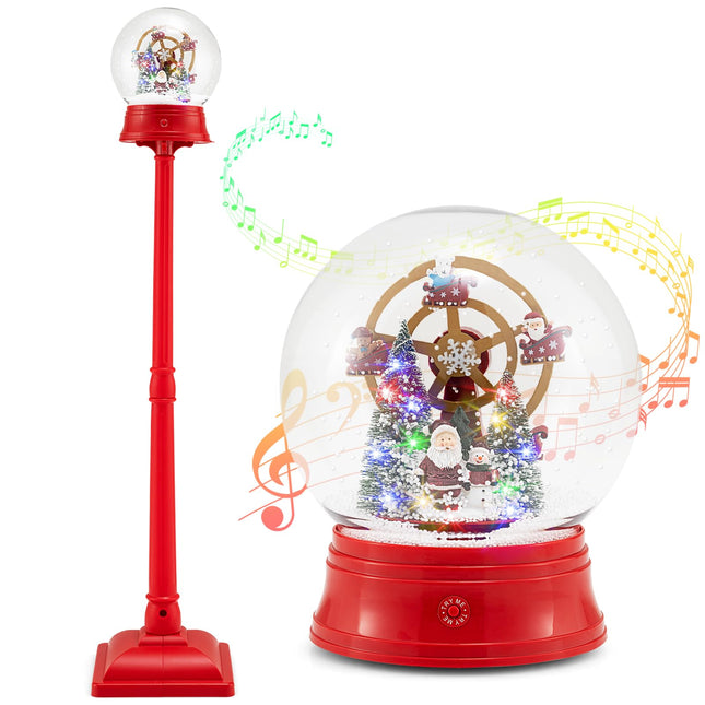 Goplus Christmas Snow Globe Decoration (Snowing Santa w/Ferris Wheel)