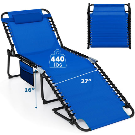 Goplus Extra Large Folding 5-Postion Beach Bed with Detachable Pillow