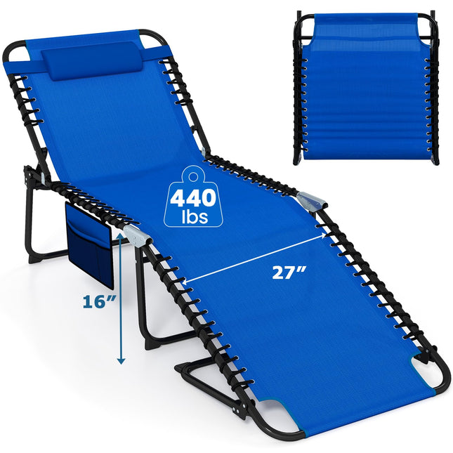 Goplus Extra Large Folding 5-Postion Beach Bed with Detachable Pillow
