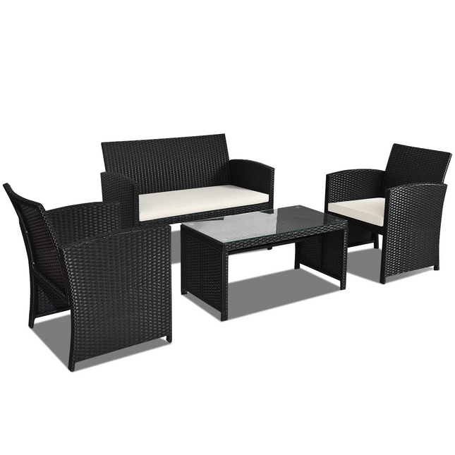 Rattan Patio Furniture Set, Outdoor Wicker Conversation Sofa