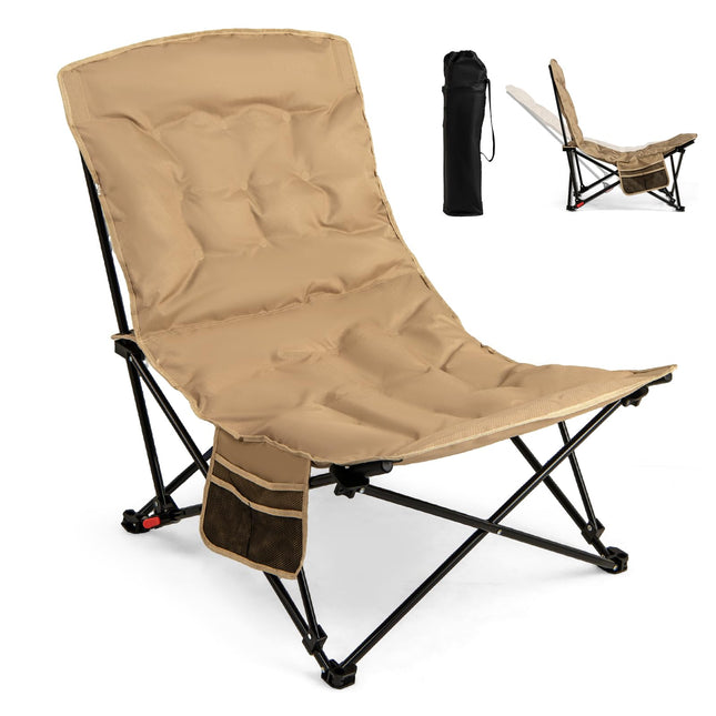 Goplus 4-Position Padded Portable Folding Camping Chair with 500 LBS Support