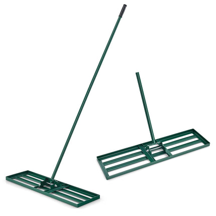 Goplus Lawn Leveling Rake, Heavy Duty Level Lawn Tool w/ Ergonomic Handle for Soil